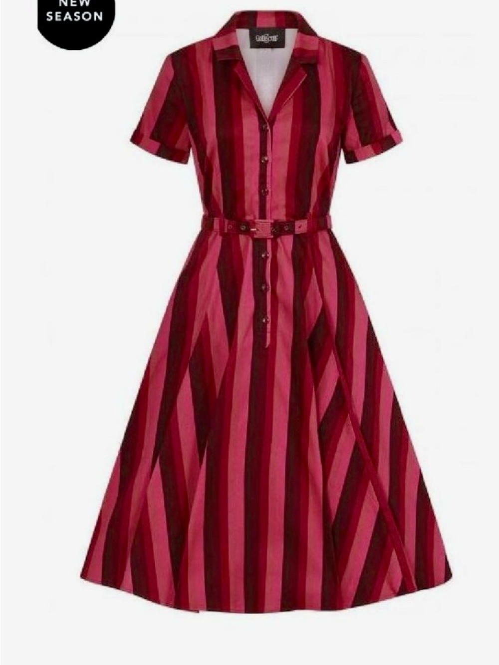 COLLECTIF CATERINA MIDNIGHT STRIPE SWING DRESS